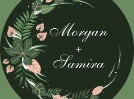 Green And Peach Creative Tropical Wedding Sticker